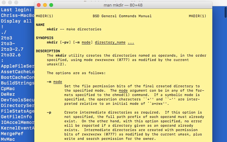 list of commands for terminal