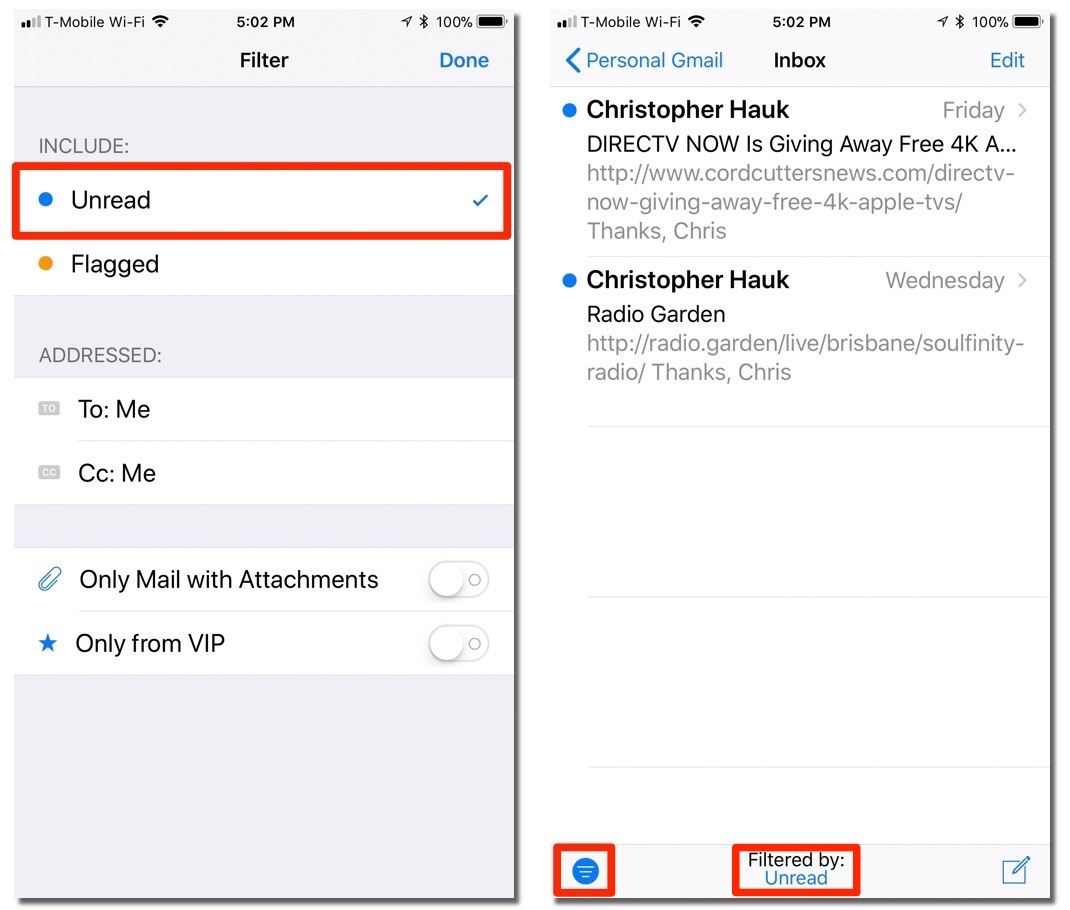 How To View Only Unread Or Flagged Emails In The IOS 11 Mail App On