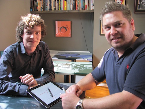 Pictured left to right Andy Shaw and Noel Joyce from Applydea with Maglus the magnetic stylus for iPad
