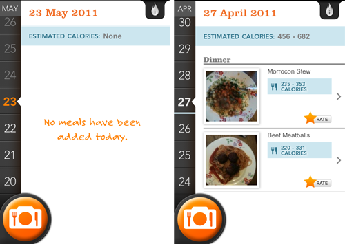 Meal Snap Interface Meal Snap Interface