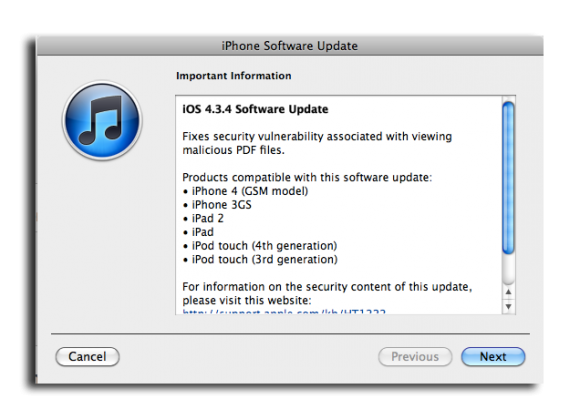 iOS 4.3.4 Update