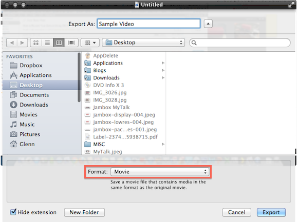 Screen Recording Export