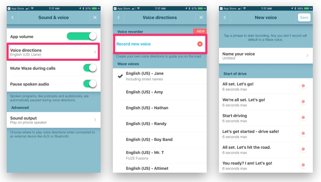 how to add voices to waze iphone