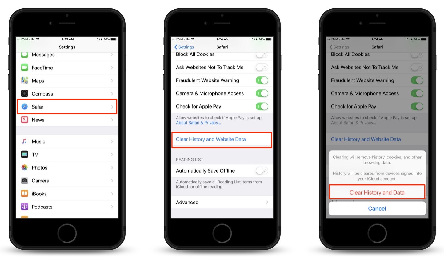 How To Clear Cache And Delete Cookies W Browsing History In Safari For Ios