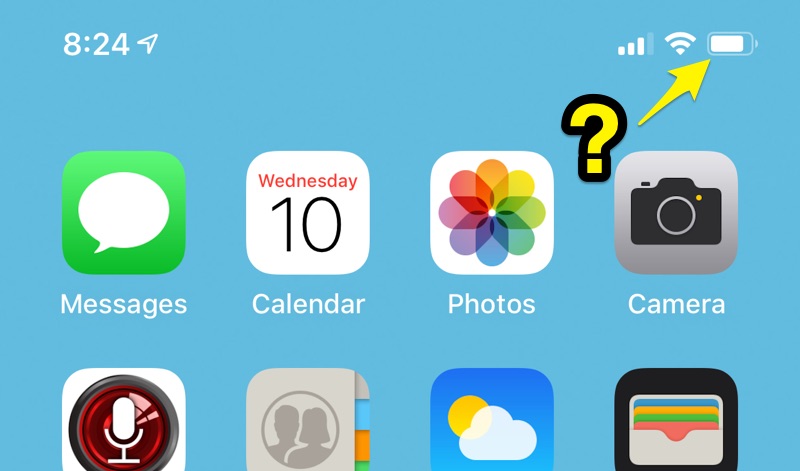 Where Is The Battery Percentage Indicator On The Iphone Xs And