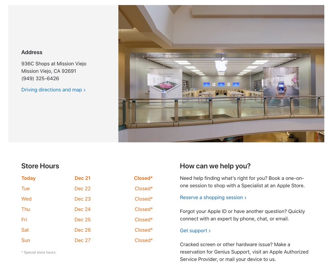 Mission Viejo - Apple Store - Closed